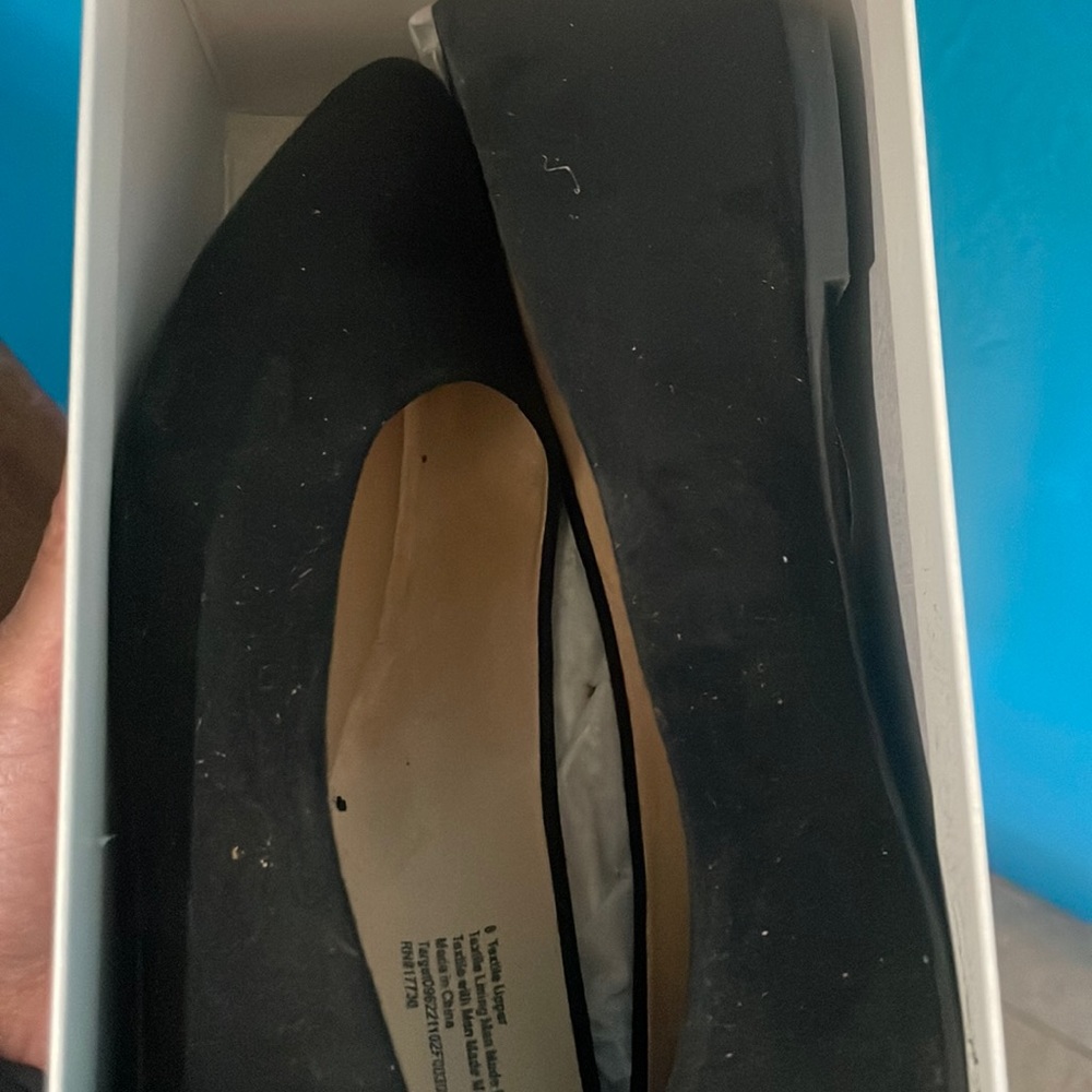 Black suede ballerina shoe